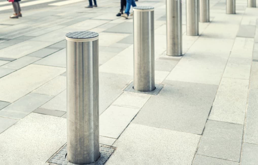 Metal Electric Bollards in public area