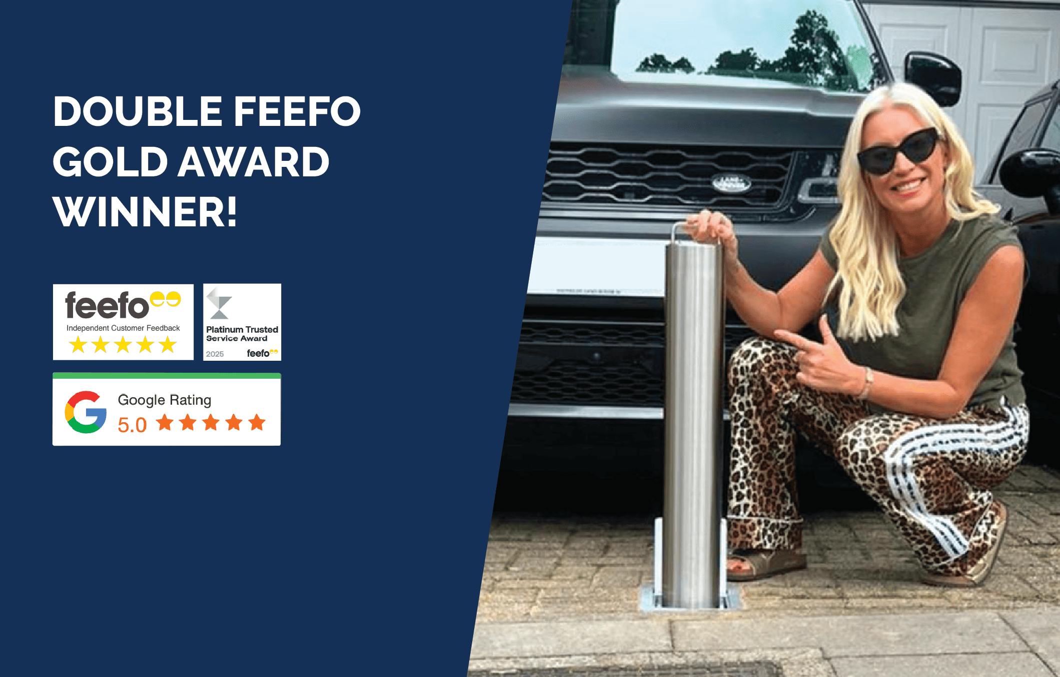 Bollard Security named as a Double Feefo Gold Award Winner!