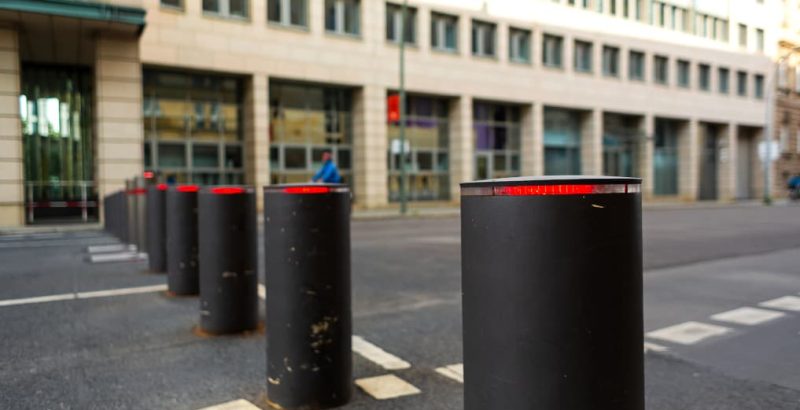automatic bollards on road